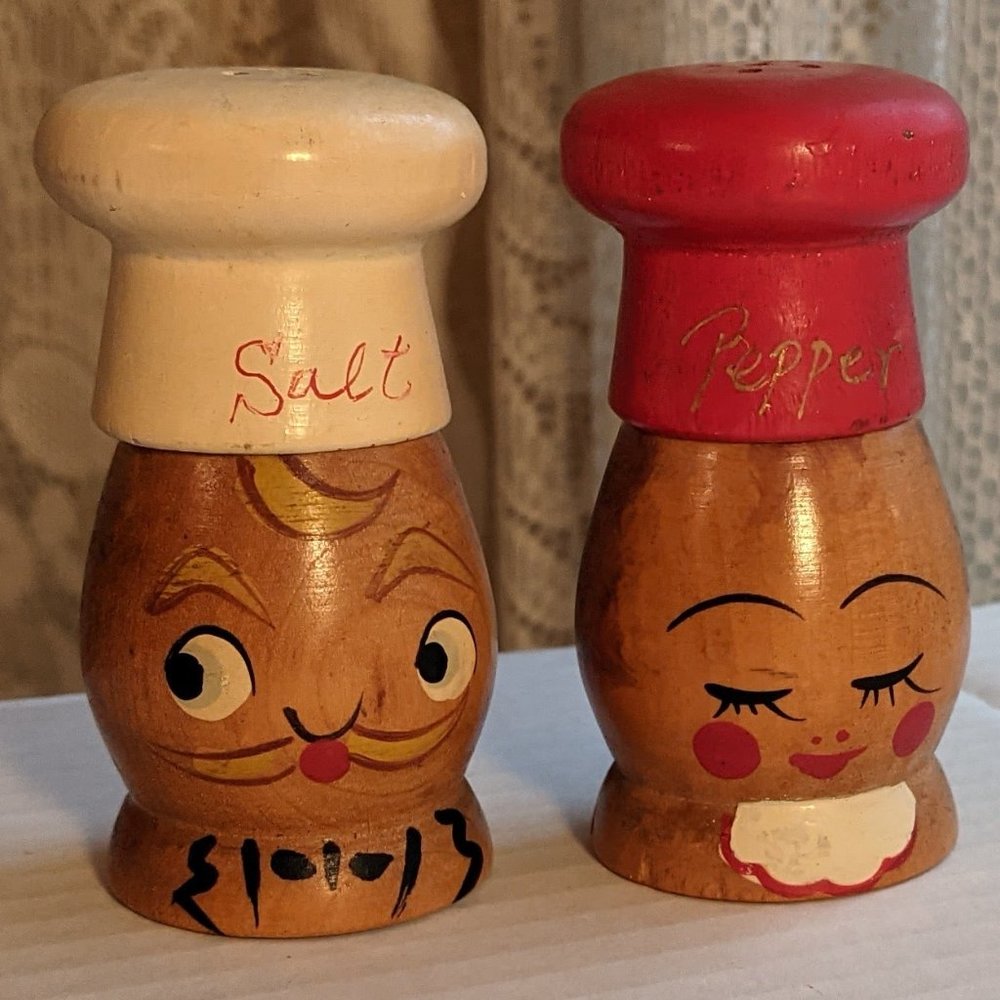 Vintage Ucagco Wooden Salt & Pepper Shakers